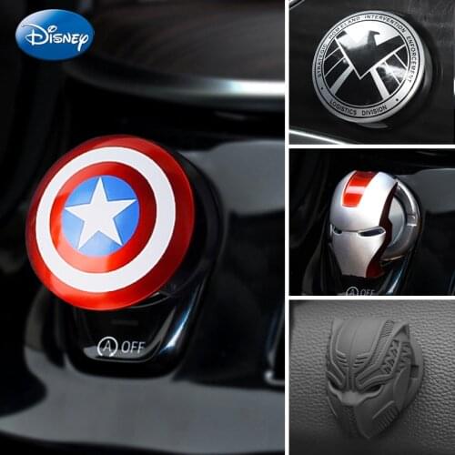 Marvel 3D Captain America Car Interior Stickers Iron Man Style Car Engine Start Stop Push Button Cover Trim Accessories Stickers