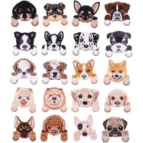 20pcs/lot Embroidery Patch Dog Puppy Animal Jacket Jean Backpack Clothing Decoration Accessories Diy Iron Heat Transfer Applique