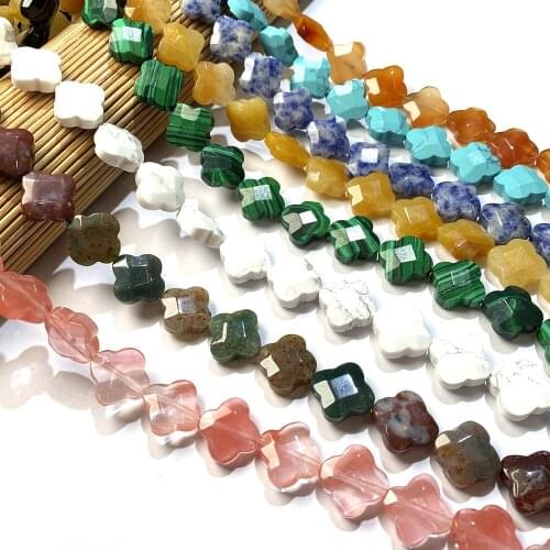 Natural Stone Agates Turquoises Crystal Beads Faceted Loose Beads For Jewelry Making DIY Bracelet Necklace Accessories 14x14x6mm