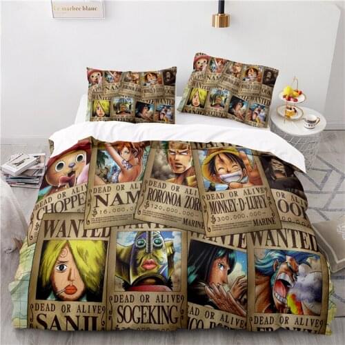 New Cartoon Anime 3d Bedding Set Straw Hat Luffy Duvet Cover Set Pillowcase for Adult Kids Bed Cover Set Children Home Textiles