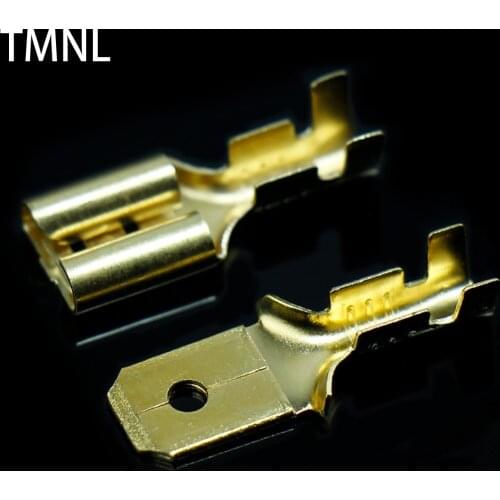 200PCS Spade Crimp Terminals Electrical Insulating Sleeve Wrap Connector wire Universal wound plug insert sheath Brass Car
