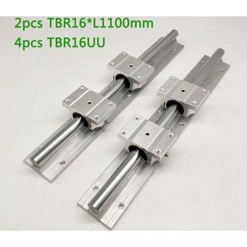 Support Linear rails Assemblies 2pcs TBR16 -1100mm with 4pcs TBR16UU Bearing blocks for CNC Router