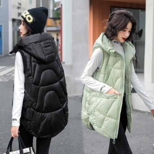 2021 Autumn Winter Women waistcost Vest Casual sleeveless Long zipper Thick Warm padded Vest Coat Casual Vest