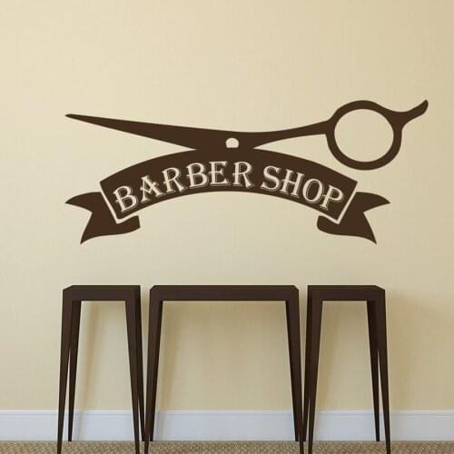 Barber Shop Wall Decal Hairdressing Salon Vinyl Wall Sticker Beauty Haircut Scissors Art Door Decor Window Glass Decals S827