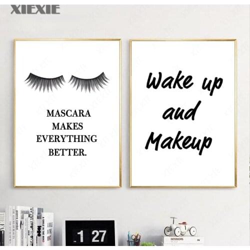 Beauty Shop Poster Eyebrow Eyelash Art Print Black and White Wall Canvas Painting Fashion Wall Picture Girls Makeup Room Decor