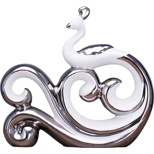 Simple Modern Ceramic Peacock Ornaments Art Home Livingroom Accessories Crafts Hotel Office Furnishing Decoration Wedding Gifts