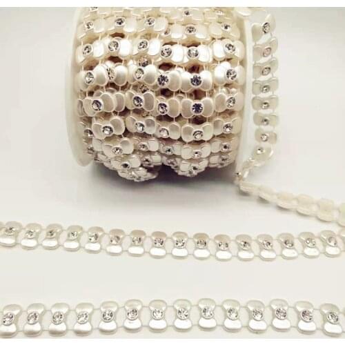 1YD 10*16mm ABS Imitation Pearl Bowknot Diamond Chain Doll Bride Wire Beads Handmade DIY Wire Drill Accessories