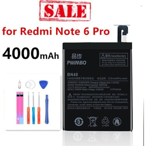 PWLMBO 0 cycle 4000mAh BN48 Battery for XiaoMi Redmi Note 6 Pro Perfect Replacement-free shipping
