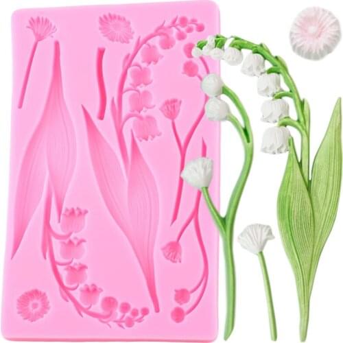 Bell Orchid Flower Lily Flowers Silicone Mold Chocolate Fondant Mould Cake Decorating Tools Cake Border Polymer Clay Candy Molds