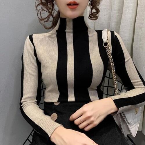 Half-turtleneck sweater slim undershirt 2020 Autumn and winter atmosphere loose student matching color long-sleeved sweater