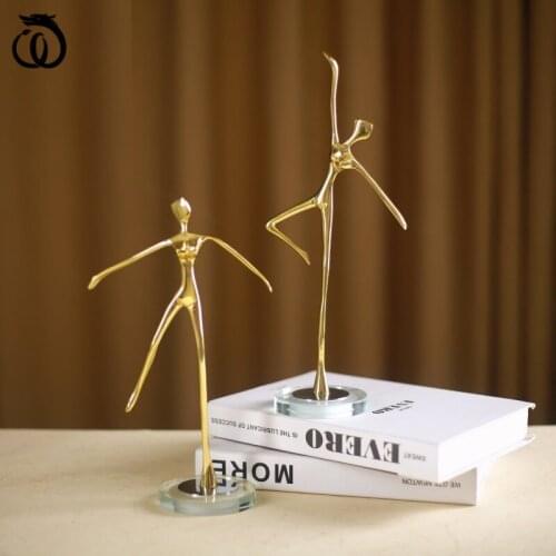 WU CHEN LONG Modern Ideas Abstract Luxurious Ballet Girl Art Sculpture Pure Cupper Character Statue Craft Home Decorations R6740