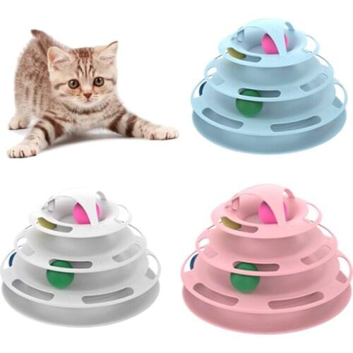 Funny Cat Pet Toy Cat Interactive Toys Intelligence 4 Layers Play Disc Cat Turntable Toy Balls Cat Crazy Ball Disk Pet Product