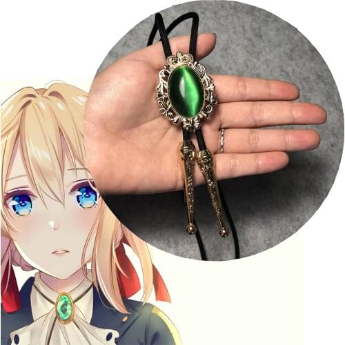Violet Evergarden Long Necklace Cosplay Halloween Costumes Accessories Gem Pendant Sweater Chain Women Jewelry Collection Props