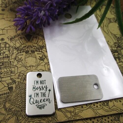 20pcs--"I'm not bossy I'm the queen"stainless steel charms 5 styles for choosing DIY Charms for necklace bracelets