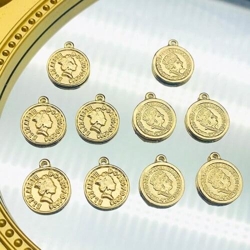 10Pcs Alloy Coin Charms Vintage Queen Portrait Metal Pendant Charm For Necklace Earrings DIY Handmade Jewelry Making Accessories