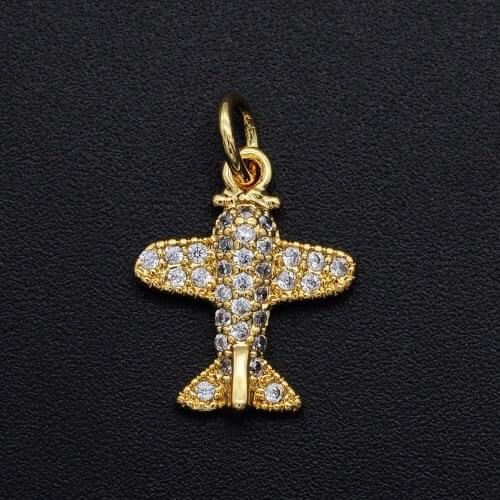 12x14mm CZ Zircon DIY Jewelry Airplane Charm Pendant Wholesale Jewellwery Finding Supplies Jewellery Accessories Top Quality