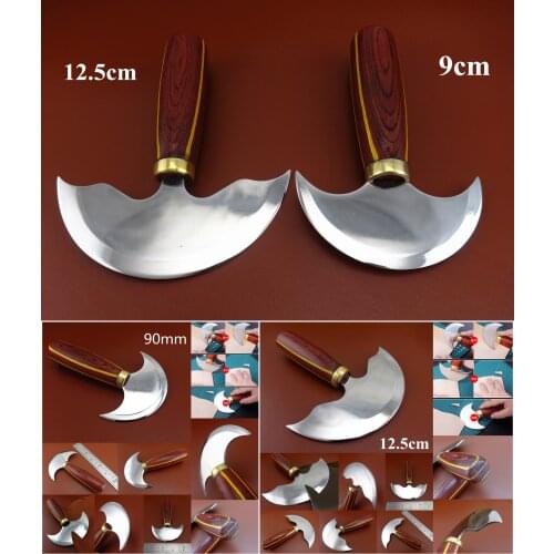 2pcs 9/12.5cm Leather Craft Swiss Steel Round Head Cutting Cutter Knife Tool - Sewing Stitching Carving Stamping Punch Chisel