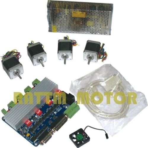 4 NEMA17 78 oz-in stepper motor + 4 axis TB6560 Motor Driver board cnc controller kit