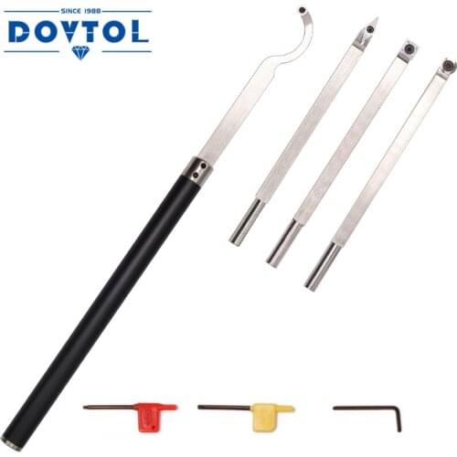 5pcs Carbide Tipped Wood Turning tools set Lathe Rougher Finisher Detailer Swan Neck Hollower and Aluminum Alloy Handle AT04