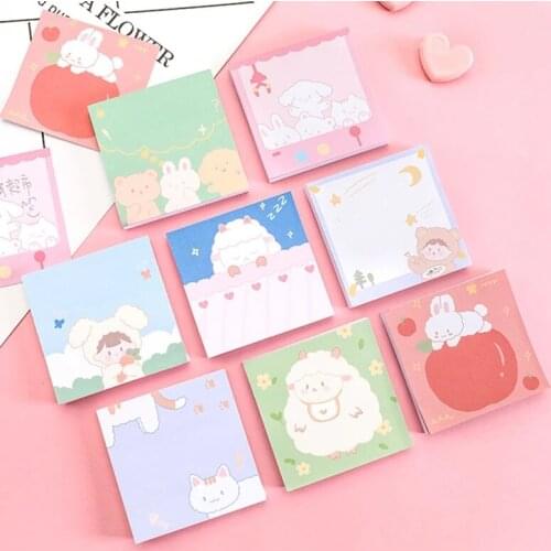 80 Sheets Korea Creative Cute Pet Party Post Pad Girl Heart Cartoon Sticky Note Message Note Paper N Times Stickers Kawaii
