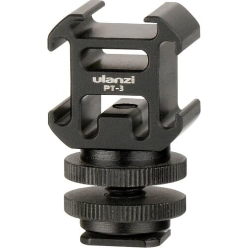Ulanzi 3 Cold Shoe On-Camera Mount Adapter Extend Port for Canon Nikon Pentax DSLR Camera for Microphone Monitor LED Video Light