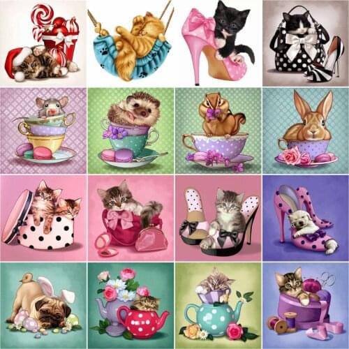 AZQSD Diamond Painting Dog Cross Stitch 5D Handicraft Diamond Embroidery Animal Mosaic Picture Of Rhinestones Home Decor Gift