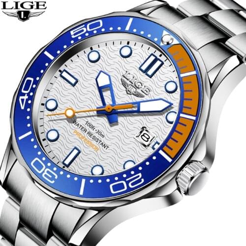 Relogio Masculino 2021 LIGE Luxury Men Watch Top Brand Fashion Diver Watch For Men Waterproof Date Clock Sport Quartz Wristwatch