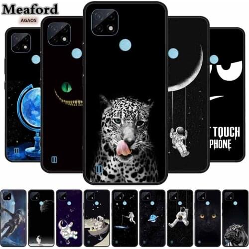 For Realme C21 Case Black Cute TPU Phone Case For OPPO Realme C21 C 21 Case Realme C21 2021 Protective Cartoon Space Fundas 6.5"
