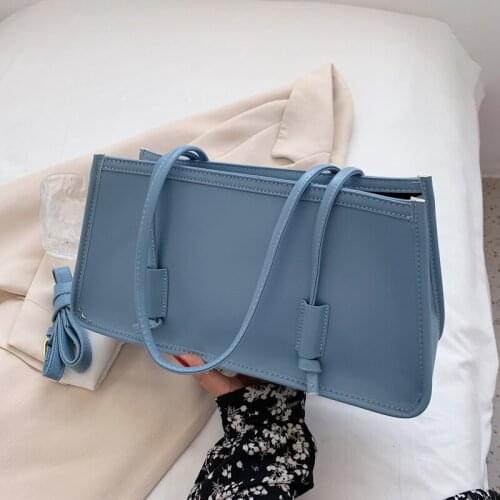 PU Leather Women Designer Handbag 2021 Shopper Wallet Girl Fashion Casual Korean Simple Style Solid Color Baguette Shoulder Bags