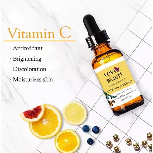 VOVA Vitamin C Effective Whitening Face Serum Freckle Removal Brighten Skin Remove Stains Melanin Shrink Pores Moisturizing Care