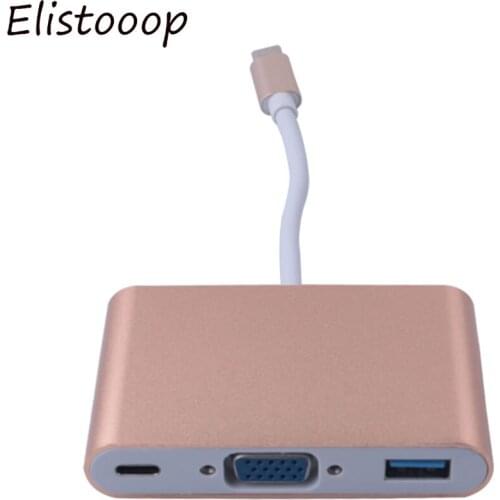 Elistooop USB 3.1 Type C to VGA Adapter Cable type C to USB 3.1 type C to type c for New Macbook