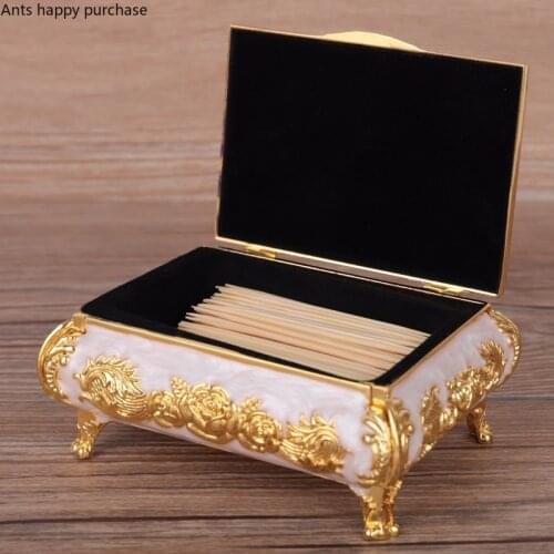 European Toothpick Box Home Living Room Toothpick Storage Restaurant Hotel Decoration Box KTV Bar Toothpick Barrel Vintage Court