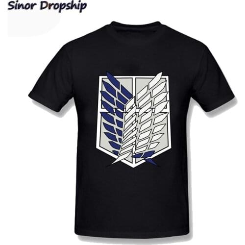 Fashion Men Anime Attack On Titan Wings Of Freedom Tshirt Short Sleeve Mens Black T Shirts Custom Camisetas Oversize 3XL