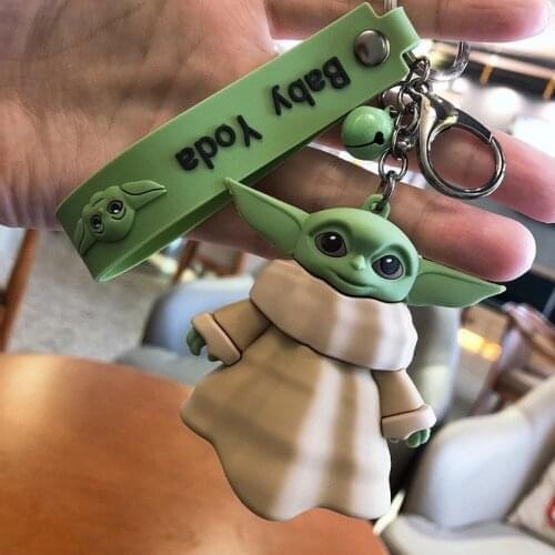 Hot Toys Star Wars Yoda Baby Figure Keychain The Mandalorian Cosplay Cute Yoda Keyring Cartoon Figure Bag Car Keyrings Kids