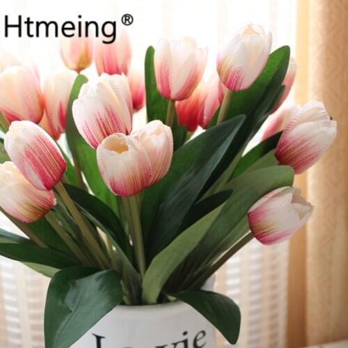 Artificial tulip flowers 9 heads multiple color silk Home flower bouquet garden decoration fake flowers Wedding party supplies
