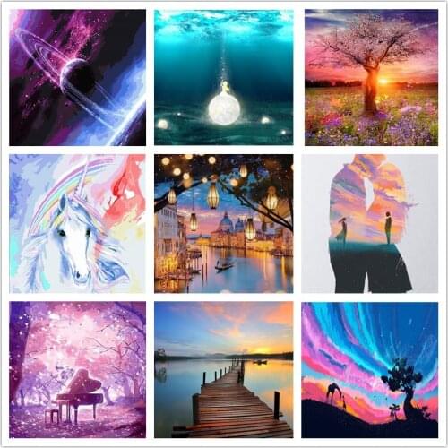 40x50cm diy frame fantasy cartoon oil painting by numbers kits Acrylic Paint By Numbers On Canvas Handpainted landscape Painting