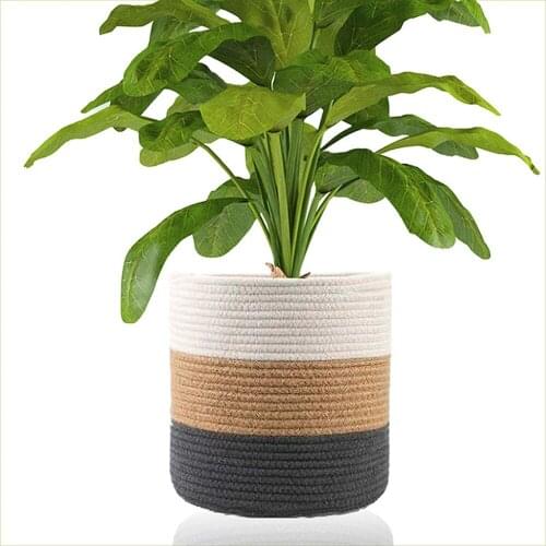 Storage Basket Kids Toy Clothes Organizer Home Decoration Handmade Linen Flowerpot Plant Container Flower Pot