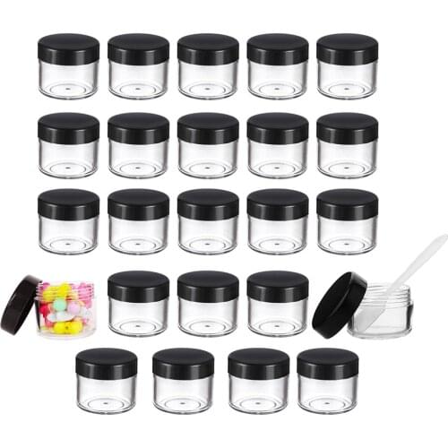 24pcs Round Pot Jars 20 ml/ 0.7 oz Plastic Cosmetic Containers Set with Lid for Liquid Ointments Creams Sample