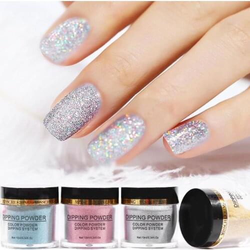 Colorful Flash Dipping Powder Kit Nail Dust Decorative Resin Pigment Nail Art Need Primer and Sealing Layer Set 10ml