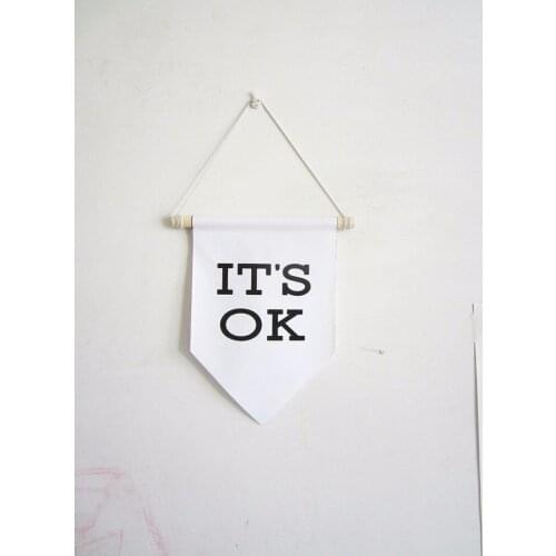 Its ok wall banner.Canvas print pennant,children room decor Wall Hanging art