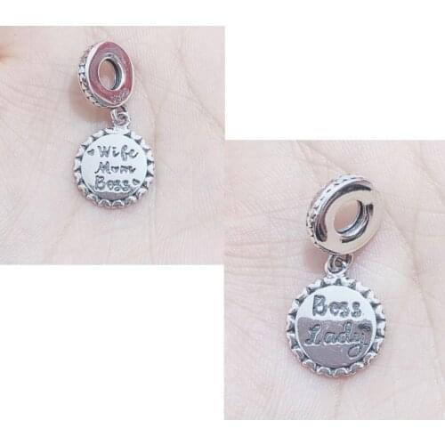 New European Boss Lady Wife Mom Dangle DIY fine beads Fit Original Pandora Charms Silver 925 Sterling Bracelet Jewelry B1394
