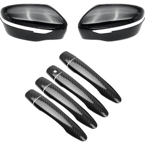 NEW-Carbon Fiber Rearview Mirror Cover + Exterior Outside Door Handle Cover Trim for Nissan Rogue TIIDA X-TRAIL Maxima Kicks