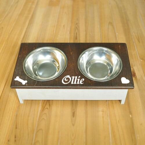 Personalized Dog Bowl Stand, Rustic Dog Bowl Stand, Custom Wood Dog Bowl Stand, Custom Name, Rustic Farmhouse Decor