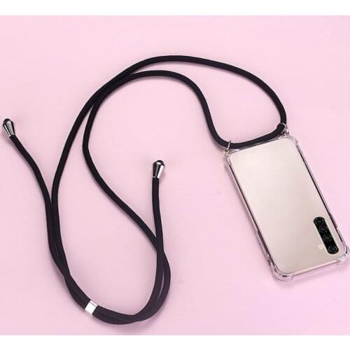 Luxury Lanyard Silicone Phone Case For Realme 7 6 5 5i 3 2 X50 XT X2 X Lite Pro C11 C3 C2 Ultra-thin Necklace Rope Cover Coque