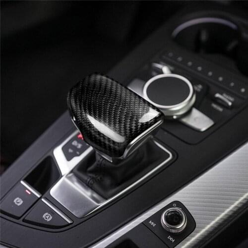 Real Carbon Fiber For AUDI A4 S4 RS4 B9 A5 S5 RS5 Q5 Q7 2016 2017 2018 2019 LHD AT Car Styling Gear Shift Knob Head Cover Trim