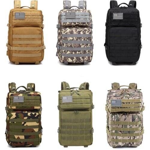 Men 45L Large Capacity Army Tactical Backpacks Military Assault Bags Outdoor 3P EDC Molle Pack For Trekking Camping Hunting Bag