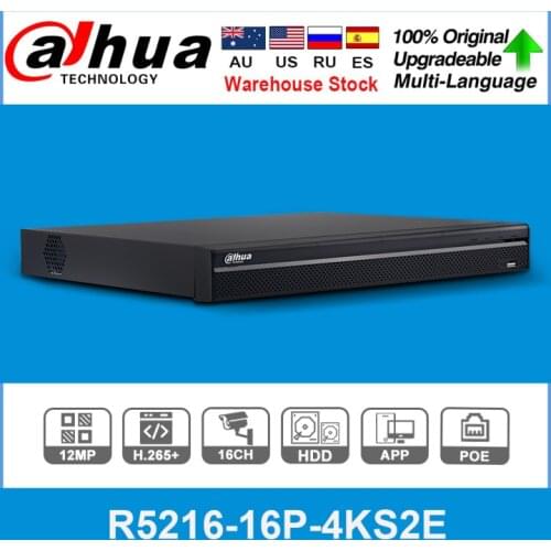 Dahua NVR NVR5216-16P-4KS2E With 16CH NVR 16 PoE Port Support Two Way Talk e-POE Network Video Dahua Recorder For CCTV System