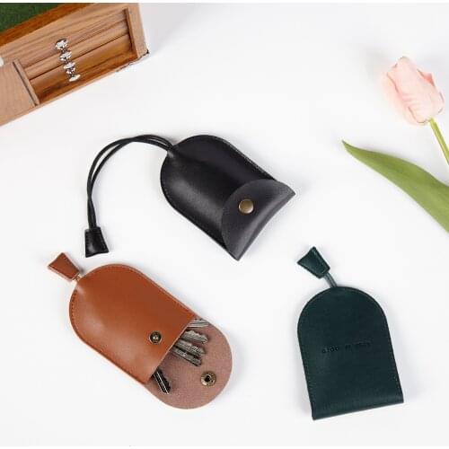 Home Creative Universal Leather Key Case Hanging Bag for Men and Women with Pull-out Car Key Cover Shell Storage