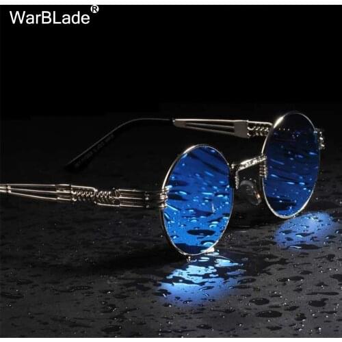 WarBLade Vintage Round Steampunk Sunglasses Women Men Steam Punk Gold Eyewear Hip Hop Shades Teashades Transparent Clear Glasses