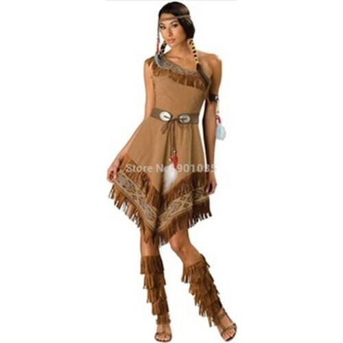 XXXXXXL indian cosplay free shipping ZY458 Ladies Fancy Dress Costumes Wild West Pocahontas Indian costume s-2xl